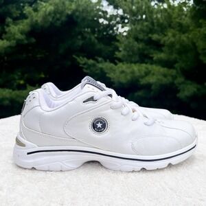 Vintage Converse Chord OX White Navy Leather Shoes Y2K Sneakers Womens 7.5